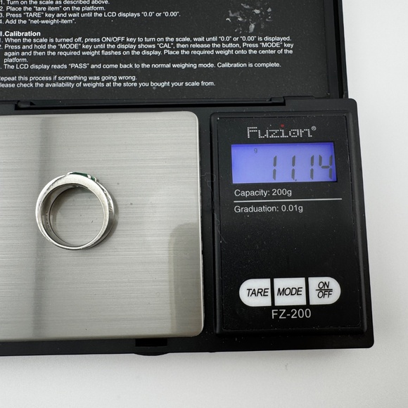 Holiday Sale Natural Earth Mined Emerald & Dia Ring Band, Plat., 11.14g, 5.75 - Picture 16 of 16